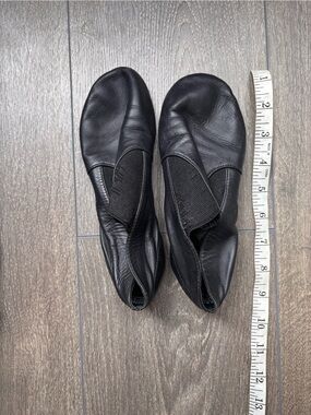 Women's Black Leather Slip-On Dance Flats